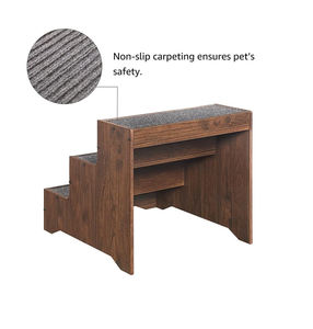 Escaleras de madera de 3 niveles para que los perros y los gatos se suban a la cama Escalera de madera para mascotas Escaleras plegables de madera para mascotas Escalones para perros - Product Image 2