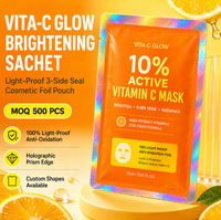 Sachet personnalisé imprimé en héliogravure, scellé sur 3 côtés, en PET/VMPET/PE, étanche avec fermeture éclair supérieure, résistant à l'humidité, pour masques faciaux de qualité alimentaire
