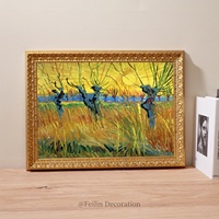 Peintures de paysages européens et de fleurs, art mural vintage, cadre en bois, toile à suspendre, décoration de mariage, style shabby chic, décoration intérieure