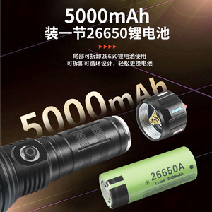 ไฟฉาย LED แบบชาร์จไฟได้ ปรับความสว่างได้ อลูมิเนียมอัลลอยด์สำหรับใช้งานกลางแจ้ง กันน้ำ ไฟฉุกเฉินแบบพกพา - Product Image 2