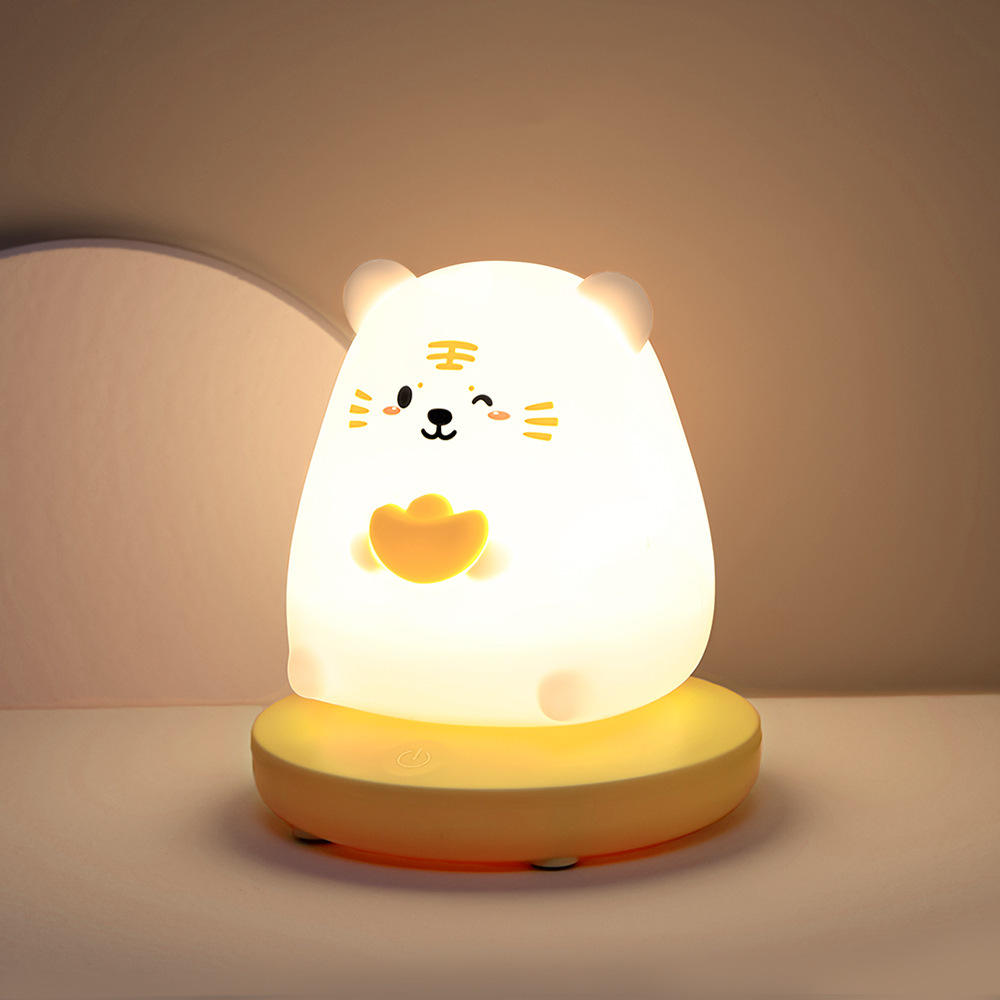Cute Animal LED Night Light ABS Mini USB Charging Silicone Bedside