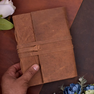 Carnet de notes en cuir véritable 100% fait main, style vintage, avec couverture en cuir artisanal, pour l'écriture, destiné aux exportateurs. - Product Image 2