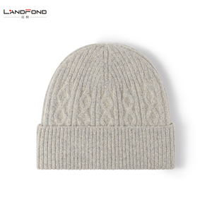 Bonnets d'hiver Landfond Nouveau chapeau tricoté en laine <span class=keywords><strong>mérinos</strong></span> à grosse tête Bonnets épais et chauds neutres pour hommes et femmes - Product Image 3