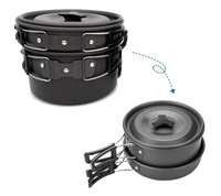 Kit de batterie de cuisine de camping pour 1 à 2 personnes, équipement pour sac à dos, réchaud portable, compatible pique-nique, accessoires de camping