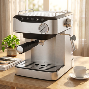 Máquina de Espresso Semiautomática de 15 Bares y 850W, de Acero Inoxidable, con Sistema de Agua Caliente para Uso Doméstico - Product Image 1