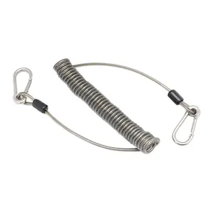 高品质柔性定制工具安全挂绳不锈钢线绳2.5米线圈钓鱼挂绳