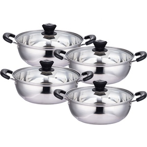 Marmite à shabu shabu moderne en acier inoxydable, vente directe d'usine, plat à gratin avec couvercle en verre, compatible <span class=keywords><strong>induction</strong></span>, compatible four, batterie de cuisine 2 pièces - Product Image 6