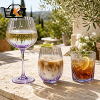Verre à pied en verre gaufré peint à la main motif citron, style INS, pour eau et jus, style vintage français, idéal pour cadeau de mariage