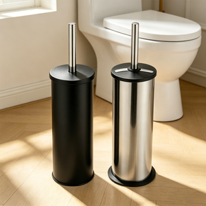 <span class=keywords><strong>Brosse</strong></span> de toilette en acier inoxydable avec couvercle rond <span class=keywords><strong>convexe</strong></span>, ensemble de brosses de toilette design moderne pour salle de bain - Product Image 4