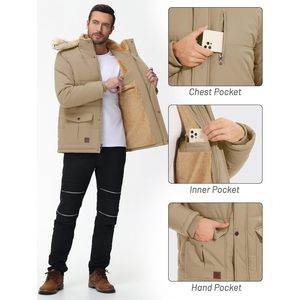 Chaqueta de invierno Cotrasen para hombre, talla XL, suave, gruesa, cálida, con forro polar, Sudadera con capucha, repelente al agua y a prueba de viento, Parka, abrigo de invierno con bolsillos - Product Image 1