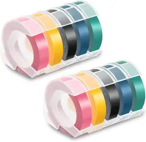 Dymo 3D 엠보싱 수동 스테레오 레터링 라벨 프린터에 사용되는 여러 가지 빛깔의 플라스틱 라벨 테이프 9mm * 3m