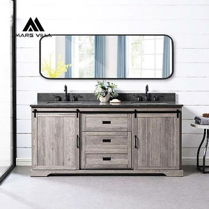 Mueble de baño individual Mars Villa de mármol, gris abierto, personalizado, para apartamento, precio de stock, entrega rápida, para invitados - Product Image 2