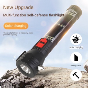 مصباح يدوي LED جديد يعمل بالطاقة الشمسية قابل لإعادة الشحن عبر USB مصنوع من البلاستيك ABS مع مصباح COB وسكين تقطيع ومطرقة أمان لكسر النوافذ - Product Image 3