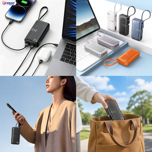 Batterie externe Slim 10000mAh avec deux câbles intégrés, un port USB, charge rapide, logo personnalisé, OEM ODM, directement de l'usine - Product Image 4