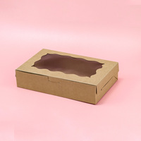Boîte à pâtisserie en papier kraft avec fenêtre transparente, boîte à pâtisserie jetable pour biscuits, chocolat et desserts, boîte d'emballage de qualité alimentaire