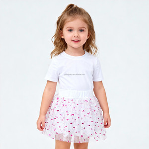 Conjunto de Dos Piezas de Ropa para Bebé YiYing Personalizada, Falda Corta de Tul <span class=keywords><strong>con</strong></span> Lentejuelas Brillantes de Verano y Camiseta de Algodón Puro - Product Image 3