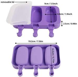Moldes de Silicona para Paletas Heladas, Moldes Creativos de Dibujos Animados para Hacer Paletas Caseras con Tapa, 3 Cavidades - Product Image 3