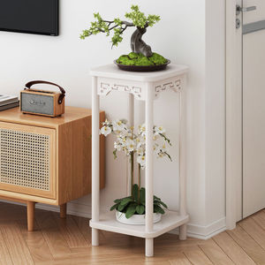 Solid Wood Flower Stand Chinese Style Rectangle Freestanding Indoor Living Room Storage Shelf For Succulent Green Ivy Plant Rack - Product Image 2