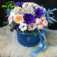 Usine personnalisé conservé Roses maman papier cadeau Bouquet luxe rond boîte à fleurs pour Bouquets cylindre Rose emballage cadeau