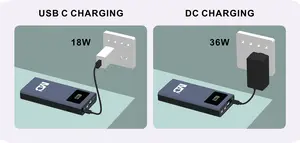 أندرويد أداة شحن محمولة متعددة الوظائف بشاشة LCD 21700 بطارية ليثيوم 7.4 فولت 19 فولت 12 فولت 24 فولت محطة طاقة متنقلة تيار مستمر
