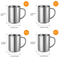 Tasses à café en acier inoxydable à double paroi avec poignée, personnalisables avec logo, 200 ml, 300 ml, 400 ml, 500 ml, pour le camping et la randonnée