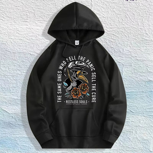 Almacén Local en EE. UU.: Sudadera con Capucha 100% Algodón con Estampado Gráfico de 'Plague Doctor Panic', 7 Colores - Product Image 1