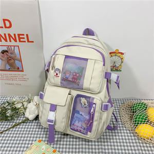 Multi Pockets New Kawaii Pink Ladies School Bags <span class=keywords><strong>2022</strong></span> Canvas Book Bag High School Girls School Bags Backpack For Teenagers - Product Image 6