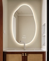 Miroir de salle de bain LED sans cadre, rétroéclairé, anti-buée, design moderne, mural, avec interrupteur tactile pour chambre et salon
