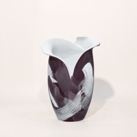 Vase à fleurs en céramique multicolore abstrait moderne, fait main, surface texturée, centre de table, décoration intérieure