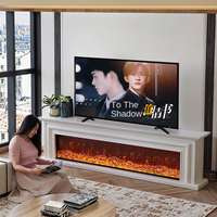 Cheminée électrique française 1,8/2,2/2,4 m avec meuble TV, simulation de flamme LED, télécommande, construction en bois, autoportante, pour usage hôtelier