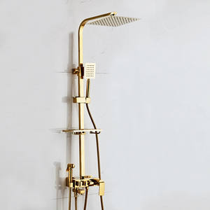 KD-05GS nobile accessori per il <span class=keywords><strong>bagno</strong></span> in ottone dorato doccia a pioggia Guangdong stile quadrato di alta qualità montaggio a parete doccia a cascata - Product Image 4