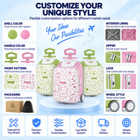 Valise à roulettes rigide légère pour enfants, motif personnalisé, avec serrure latérale, vente en gros