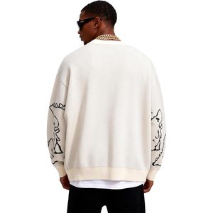 FOXA <b>Mens</b> Dinosaur Knitted <b>Cardigan</b> Cartoon Print Front Pocket Standard Thickness Acrylic Sweater - Product Image 4