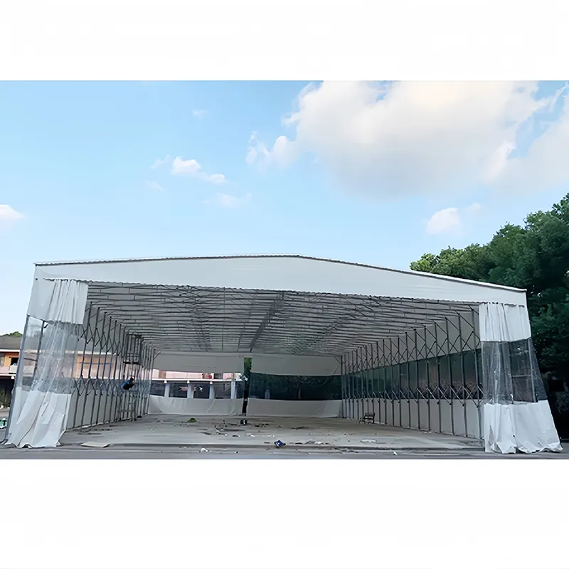 Aangepaste Outdoor Stalen Buisframe Zonnescherm Opvouwbare Waterdichte Duw-En Trektent Voor Auto Garage Fabriek Magazijn Tent
