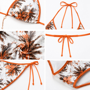 Conjunto de Bikini con Estampado Floral, Traje de Baño Triangular con Tanga, Ropa de Playa para Mujer, Traje de Baño Personalizado OEM - Product Image 4