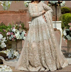 ATIYA LIBAS-Matériau en acétate de broderie traditionnelle indienne/pakistanaise, superbe belle mariée Lehenga Choli, Zardozi lourd - Product Image 4