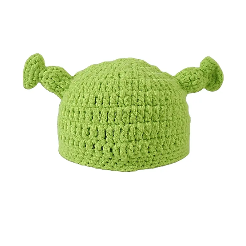 Shrek handmade Feeler Wool Cap Green Wacky student gift pullover knitted hat