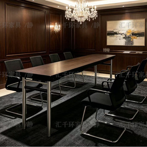Huiqianhuan Rectangle Conference <b>Table</b> Wooden Top Stainless Steel Legs 8 Seater Stable <b>Office</b> Meeting <b>Table</b> - Product Image 1