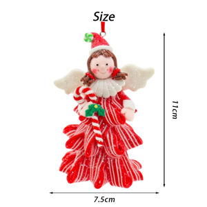 فتاة ملاك صغيرة لعيد الميلاد مصنوعة يدويًا بأجنحة متلألئة زينة دلاية لشجرة الكريسماس ملاك مع زينة هدايا حفلات حمراء - Product Image 3