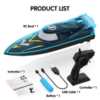 Flytec V666, Bote de Carreras RC de Alta Velocidad con Luces LED de 2.4GHz, Control Remoto de 80M, Lancha Rápida Recargable, Juguete Acuático para Piscina o Lago
