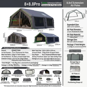 <span class=keywords><strong>Carpa</strong></span> Inflable al <span class=keywords><strong>por</strong></span> Mayor 8+8.8 ㎡   <span class=keywords><strong>Lona</strong></span> de Algodón Impermeable de 3000 mm <span class=keywords><strong>para</strong></span> Exteriores, <span class=keywords><strong>para</strong></span> Todas las Estaciones, de Instalación Rápida <span class=keywords><strong>para</strong></span> Acampar - Product Image 6