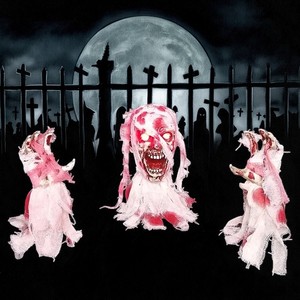 Decoración de Halloween animado Ground Breaker Skeleton Witch Reaper con ojos iluminados y sonido aterrador - Product Image 5