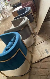 <span class=keywords><strong>Fauteuil</strong></span> inclinable moderne et minimaliste en velours gris avec coussin, pieds dorés, pour petite chambre à coucher - Product Image 5