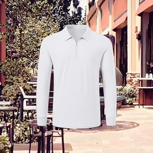 Polo Antibacterial de Manga Larga con Cuello Camisero, Estampado y Texto Bordado, Ropa de Trabajo Corporativa, Corte Holgado y Cómodo - Product Image 2