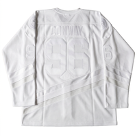 Maillot de hockey sur glace personnalisé Mighty Ducks Conway 96, imprimé, pour homme, blanc, bleu sarcelle, marron, manches longues, en sergé, anti-humidité