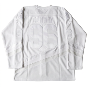Camiseta de Hockey sobre Hielo Personalizada de los Mighty Ducks, Modelo Conway 96, Impresa, para Hombre, en Blanco, Verde Azulado y Marrón, Manga Larga, con Tela Tackle Twill que Absorbe la Humedad - Product Image 4