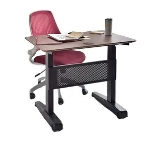 现代手动家庭办公人体工程学智能设计气动可调书桌，带电脑车轮升降桌
