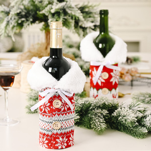 Elegante Bolsa de Regalo para Champán con Patrón de Copos de Nieve Tejidos, Decoraciones Navideñas para Fiestas, Funda para Botella de Vino - Product Image 4