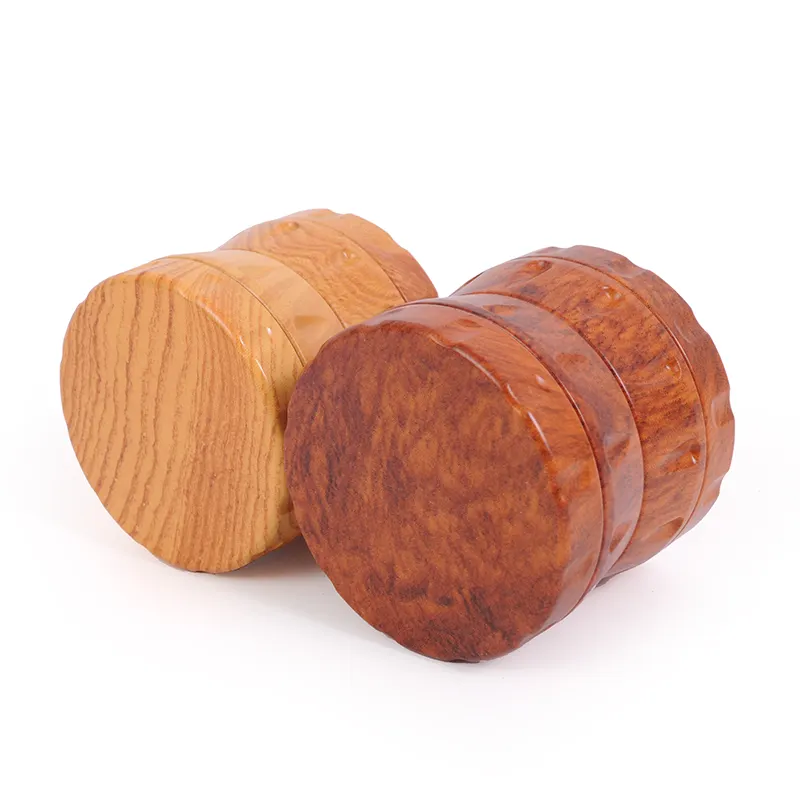 Factory Wholesale Wood Grain Dry Herb Grinder 51mm 63mm 4 Parts Custom Portable Metal Herb Grinder JL-598J