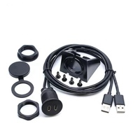 Cable de Extensión Impermeable con Doble USB 2.0 Macho a 2 Puertos USB Tipo C Hembra para Montaje en Panel Empotrado